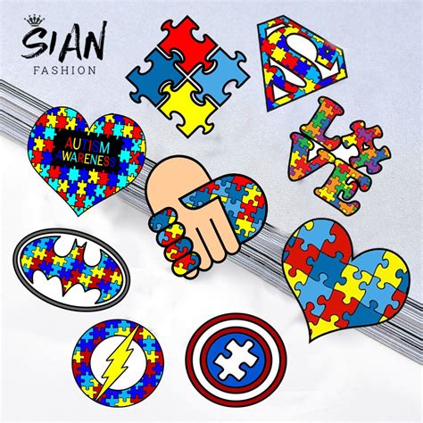 Sian Autistic Symbol Acrylic Puzzle Lapel Pin Autism Awareness Brooch