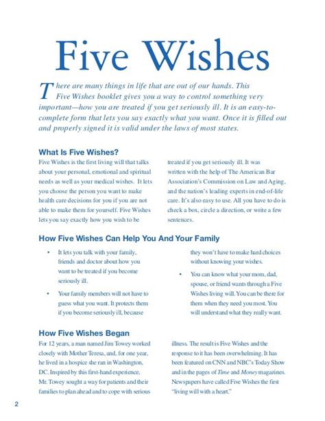 Five Wishes Fillable Form Free Printable Forms Free Online