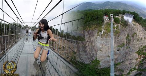 The tourist was trapped 100 metres above ground after glass panels in the piyan mountain bridge fell out during high winds. China's Glass-Bottomed Bridge Suspended 590 Feet in the ...