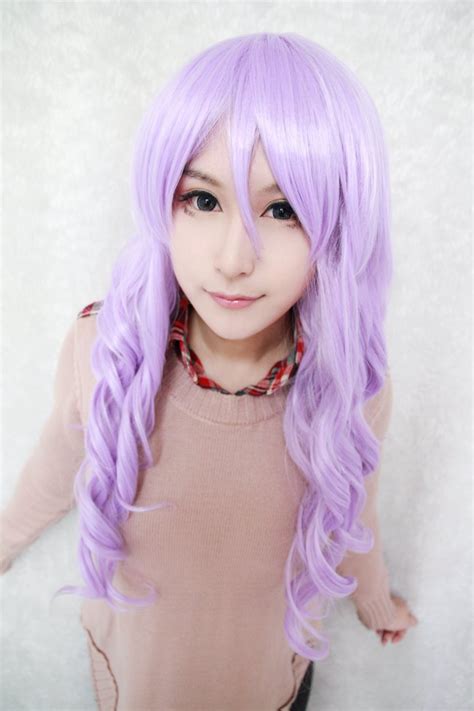 Cosplay Costume Anime 70cm Long Purple Wig Curly Japanese Harajuku