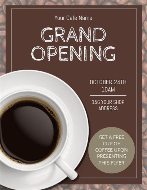 Cafe Cafeteria Grand Opening Flyer Template Cafe Posters Grand