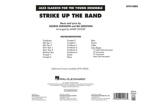 Strike Up The Band Arr Mark Taylor Conductor Score Full Score