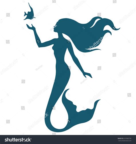 Hand Drawn Mermaid Vector Silhouette Illustration 297685730