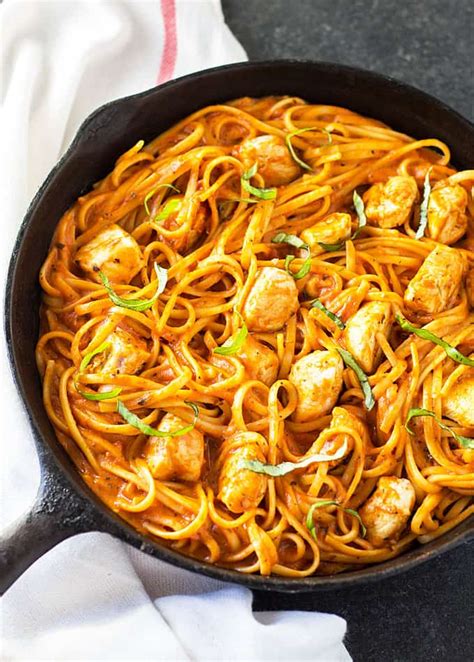 Capture the pure taste of summer with this pasta. One Pan Chicken and Pasta in Tomato Cream Sauce | The Blond Cook