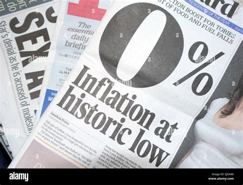 London Newspaper Headline As Inflation Reaches Historic Low Of Zero Per