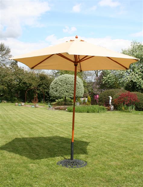 Garden Large 24m Wooden Garden Patio Parasol Shade Umbrella 38mm Pole