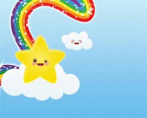 Star Clouds And Rainbow Illustration Colorful Stars Rainbows