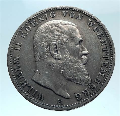 1914 F Germany German States Wurttemberg W Wilhelm Ii Genuine Silver