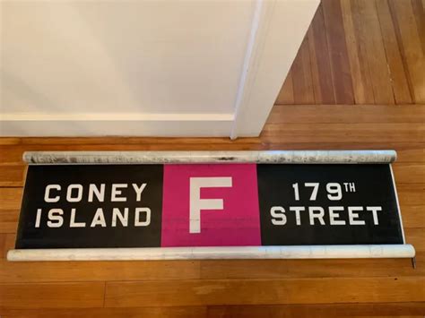 Ny Nyc Subway Slant Roll Sign Coney Island Beach Boardwalk Brooklyn