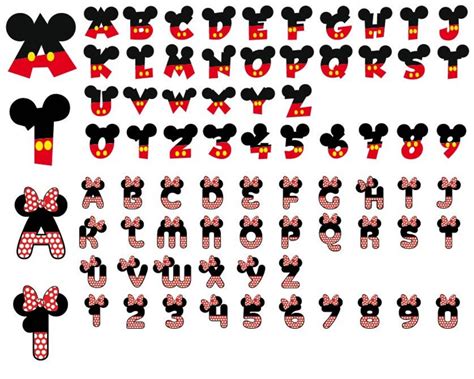 Mickey Mouse Font Svg Minnie Font A Z Disney Mickey Letters Etsy