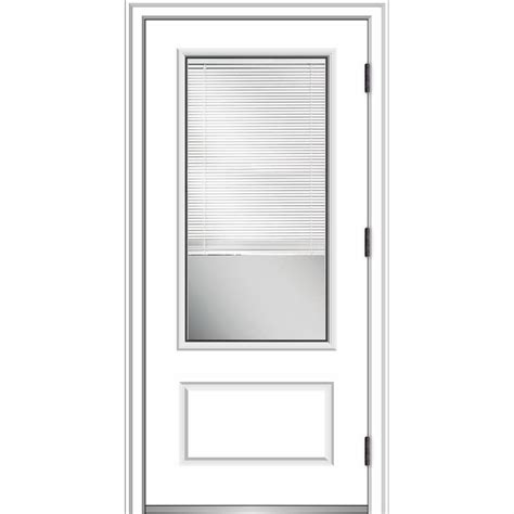 Mmi Door 36 In X 80 In Internal Blinds Left Hand Outswing 3 4 Lite Clear Primed Fiberglass