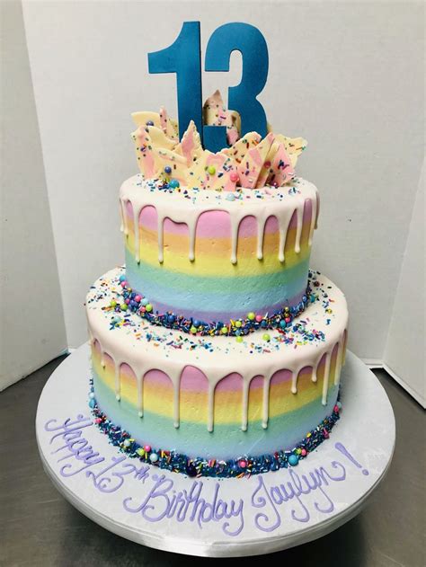 Pastel Rainbow Drips 2 Tier Birthday Cake Tiered Cakes Birthday Hot Sex Picture