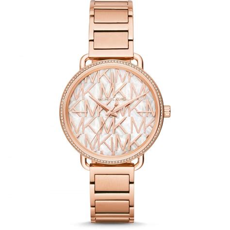 Michael Kors Ladies Portia Rose Gold Glitz Mk Dial Watch