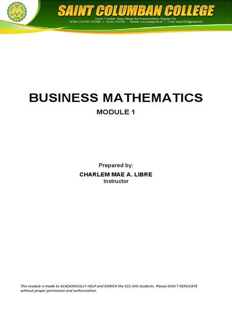 Module Business Math Pdf List Price Percentage