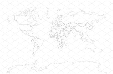 Simplified Smooth Border World Map Illustrations Creative Market