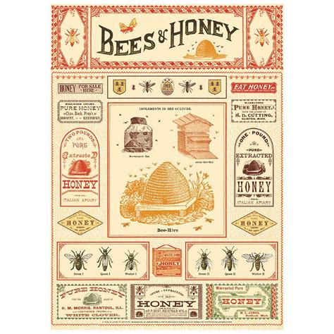 Bees And Honey Scientific Vintage Style Poster Vintage Bee Bee Keeping Bee Decor