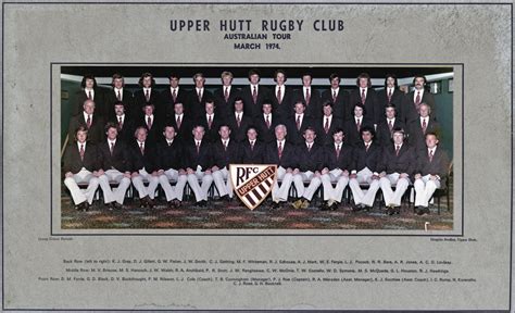 Upper Hutt Rugby Football Club 1974 Australian Tour Group Upper