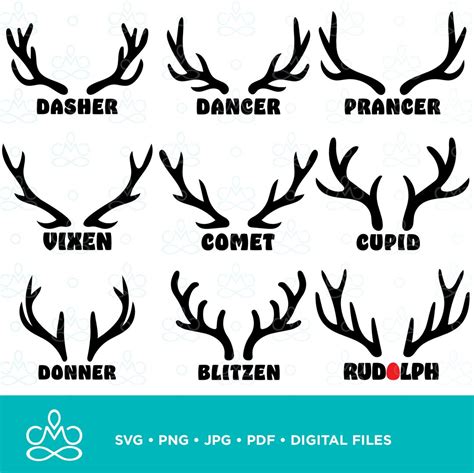 Reindeer Antler Names Svg Png  Pdf Printable Digital Instant Download Etsy