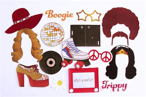 70s Photo Booth Props Printable Instant Download