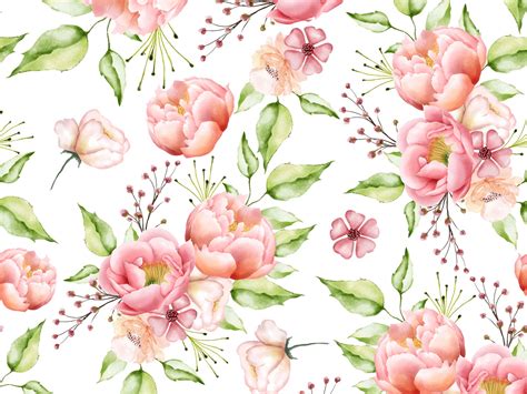 Watercolor Floral And Leaves Seamless Pattern By Lukasdedi Seamless