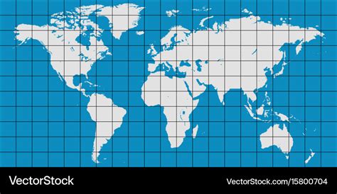World Map With Coordinate Grid Royalty Free Vector Image