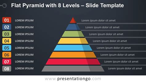 Levels Flat Pyramid Diagram Template For Powerpoint