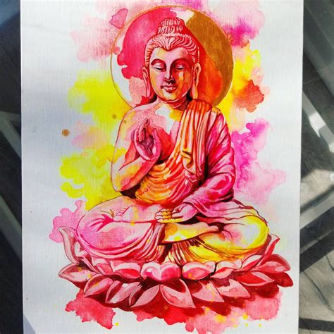 Buddha Original Watercolour Painting Buddha Buddha Wall Etsy