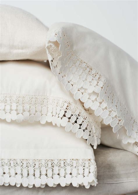 Add Lace Onto The Edge Of Plain White Cream Pillowcases Beautiful Linens Linen Linens And Lace