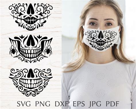Halloween Face Mask Svg Files For Cricut Medical Mask Etsy