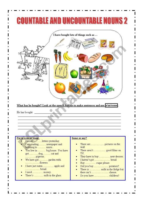 Countable And Uncountable Nouns 2 Esl Worksheet By Kriszta2009