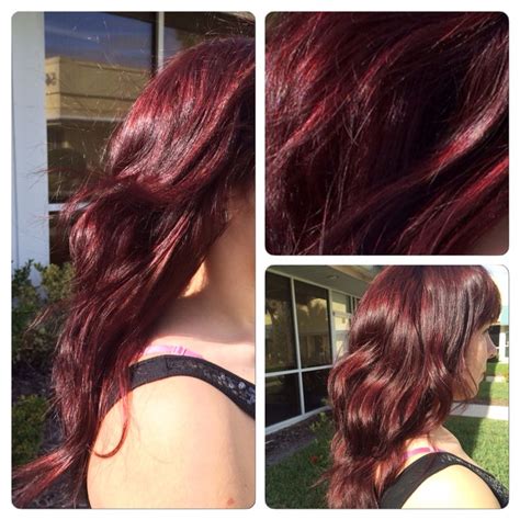 Sangria red haircolor done with Redken shades eq, perfect ...