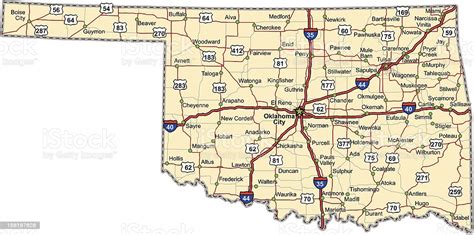 Oklahoma Highway Map Stock Illustration Download Image