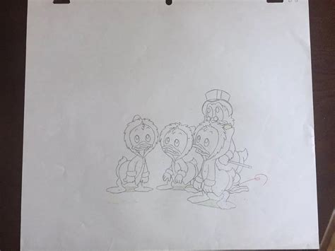 Disney Ducktales Production Animation Cel Drawing Scrooge Mcduck Huey