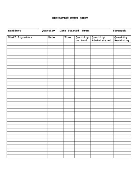 De Medication Count Sheet Fill And Sign Printable Template Online Us Legal Forms