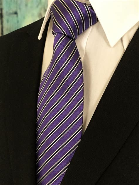 Purple Stripe Necktie Silk Necktie With Purple Stripes