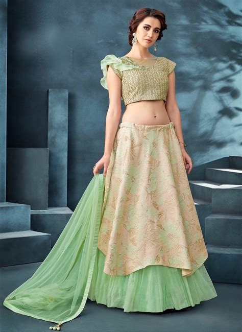 Light Green Fancy Fabric Designer Lehenga Choli Lehengas Designer