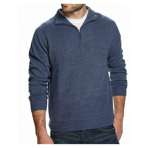 Weatherproof Vintage Weatherproof Vintage Mens Blue Long Sleeve Quarter Zip Pullover Sweater