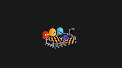 Minimalism Humor Ghost Pac Man Video Games Wallpapers