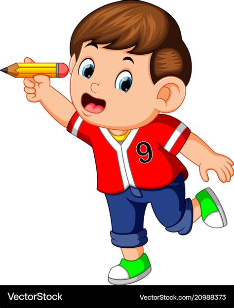 Child Holding Pencil Clipart Image