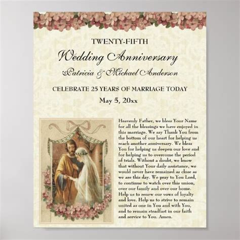 Catholic Wedding Anniversary Celebration Prayer Poster Uk