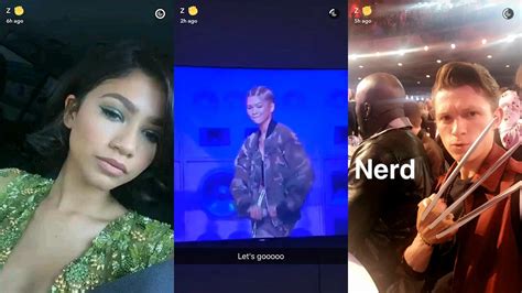 Zendaya struts in with her crew like a true player to bruno mars'. Zendaya&Tom Holland • Snapchat Story • 7 May 2017 ...