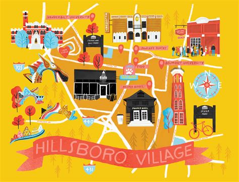 Hillsboro Village Map Postcard Meredith Ann Illustration