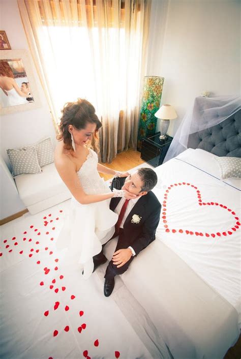 Newlyweds In Bedroom With Heart Stock Image Image Of Flower Girl