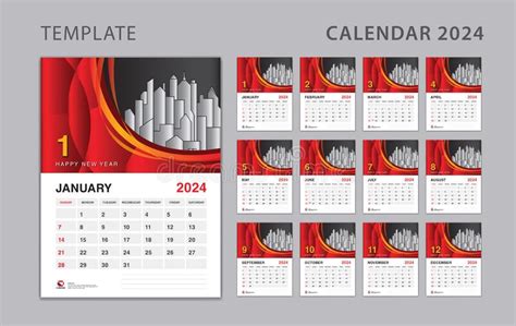Calendar 2024 The Year Of The Dragon Stock Vector Illustration Of