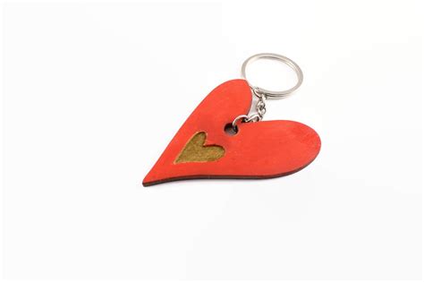 Heart Key Chain From Wood Wooden Valentines Day T Etsy