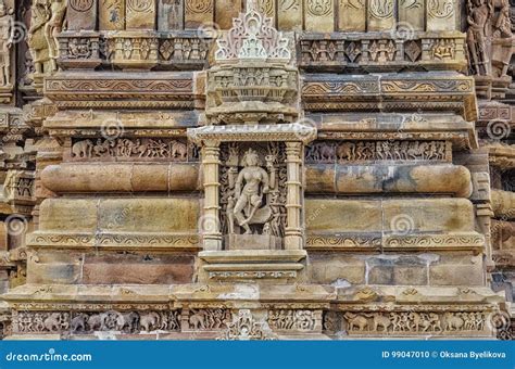Stone Carved Erotic Bas Relief In Hindu Temple In Khajuraho India Stock Photo Image Of