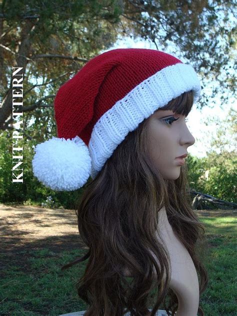 Diy Knitting Pattern 97 Double Pom Pom Santa Slouchy Etsy Santa