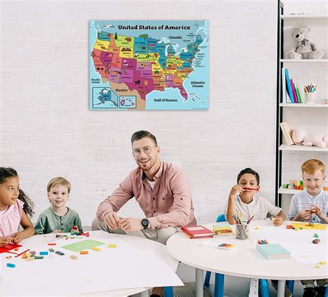 United States Map For Kids 18x24 Laminated Us Map Ideal Wall Map Of