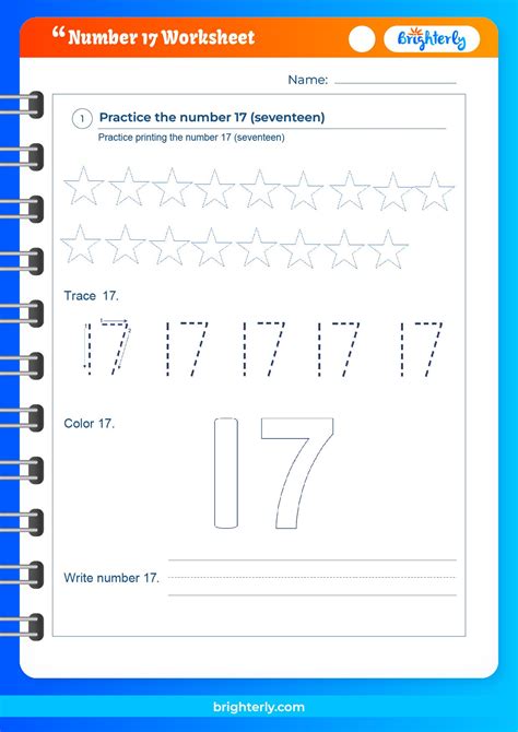 Free Printable Number 17 Seventeen Worksheets For Kids Pdfs