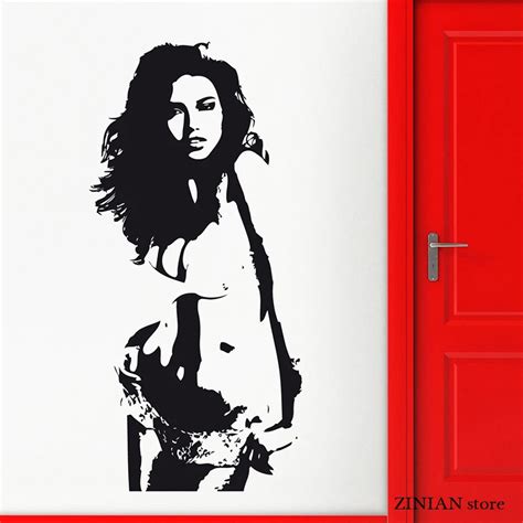 Sexy Girl Silhouette Wall Decals Beautiful Woman Wall Stickers For